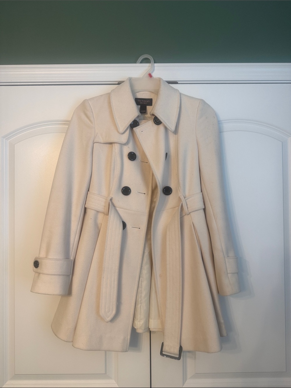 Victorias Secret Cream Double-Breasted Trench Coat
